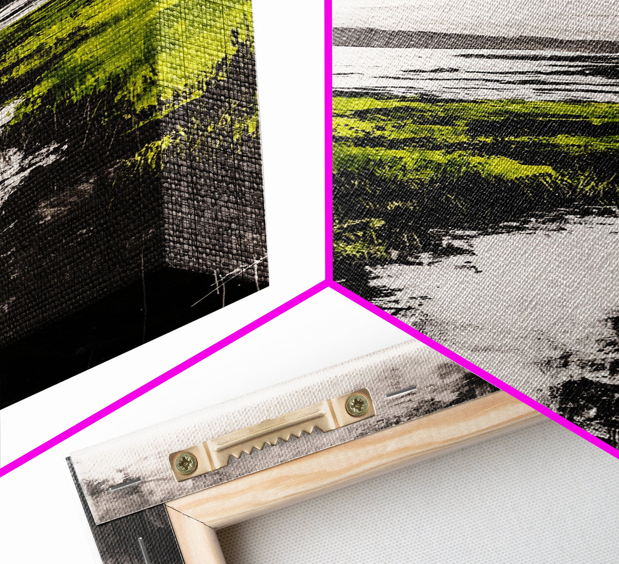 Marsh, Coastal Greenery, Landscape Wall Art, Framed Canvas Print, Nature Aesthetic, Living Room Decor, Serene Scenic View, Rustic Style