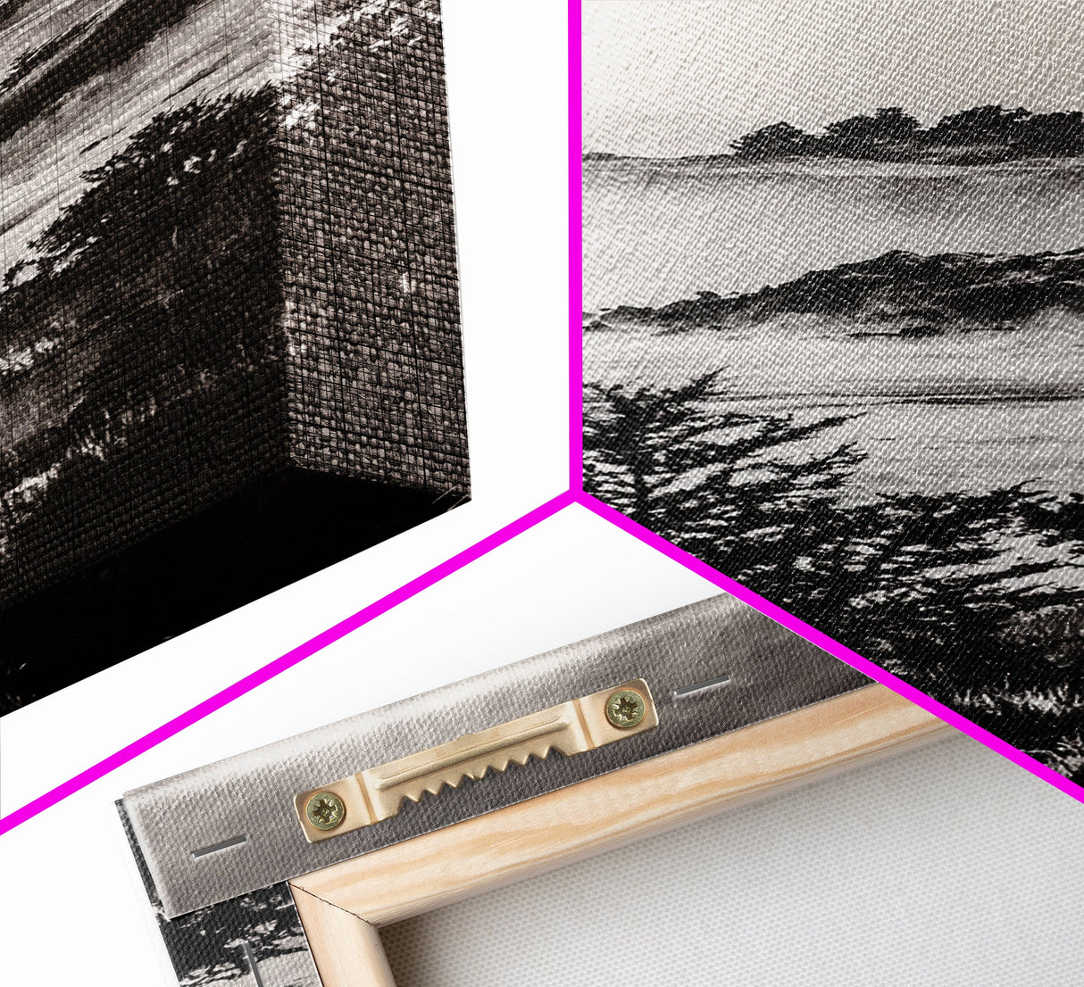 Misty Coast, Black White Art, Framed Canvas Print, Coastal Landscape, Foggy Ocean, Living Room Art, Nautical Decor, Monochrome Art