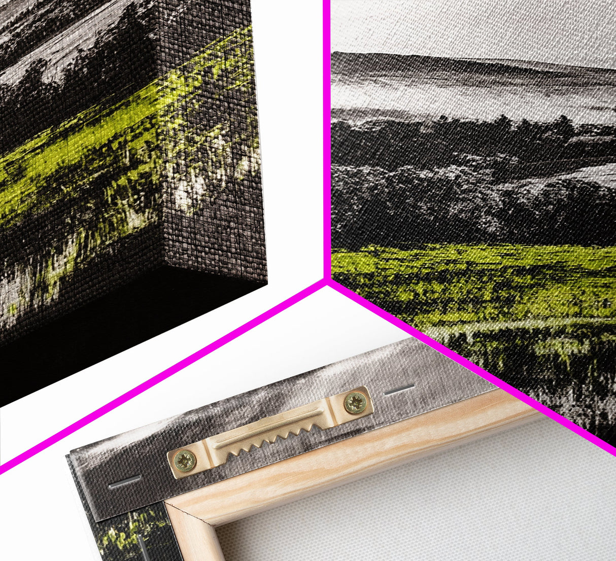 Rolling Hills, Nature Landscape, Canvas Print, Black White Green Art, Farmhouse Decor, Rustic Wall Art, Bedroom Decor, Fall Home Art