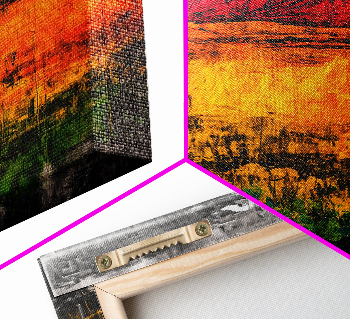 Desert Mesa, Western Landscape, Bold Color Wall Art, Sunset Painting, Southwest Decor, Bohemian Style, Framed Canvas Print