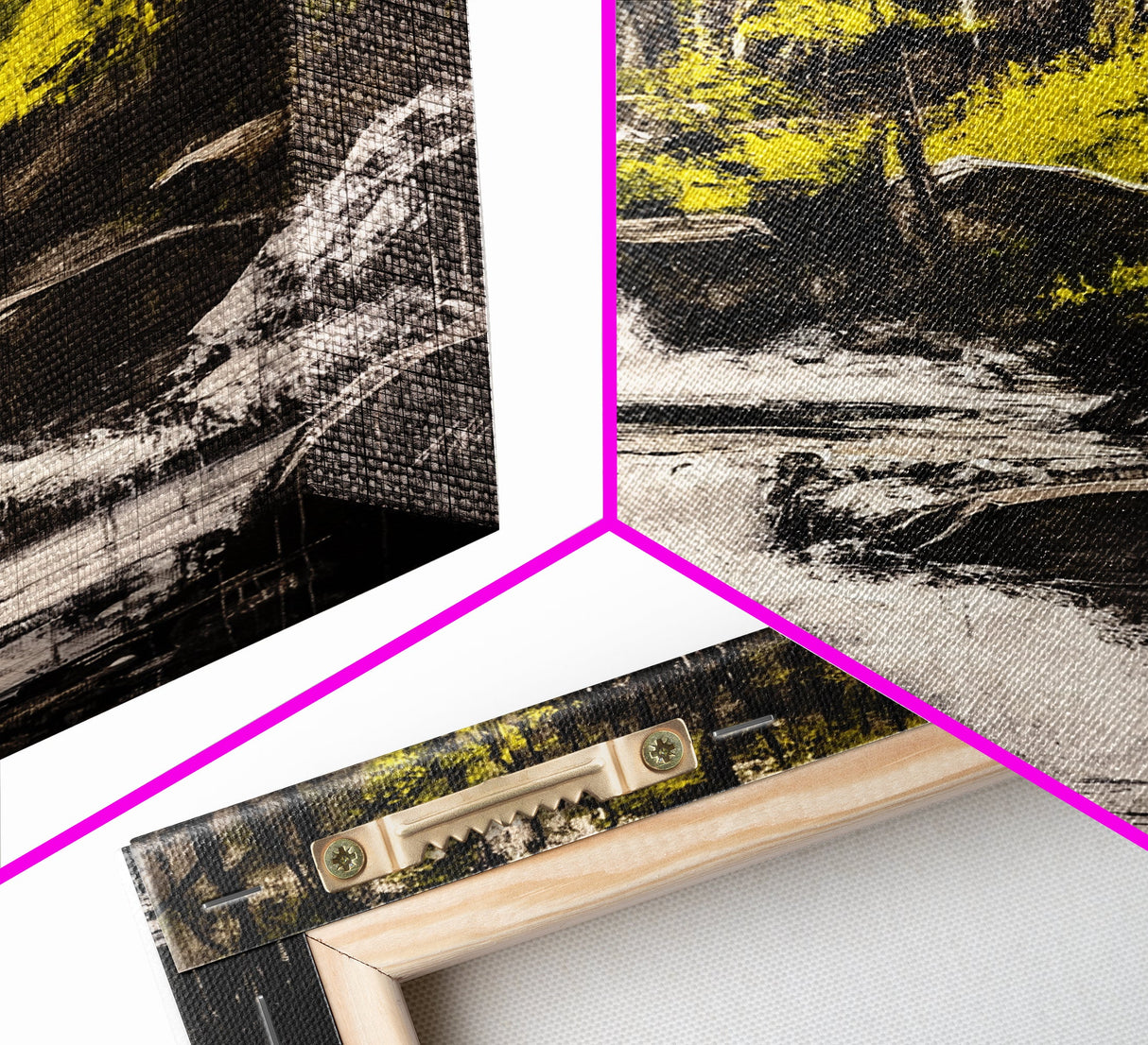 Forest Waterfall, Nature Wall Art, Serene Landscape, Green and Black Art, Tranquil Home Decor, Framed Canvas Print, Bedroom Wall Art