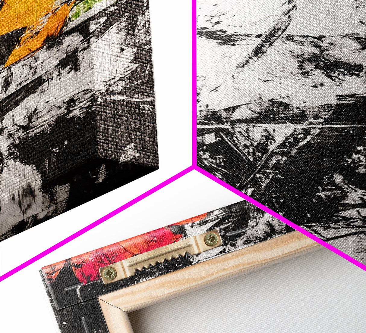 Abstract Flowers, Black and White, Red Floral Art, Bold Wall Decor, Modern Art, Framed Canvas Print, Minimalist Living Room Art