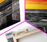 Sunset Landscape, Rustic Fence, Fiery Sky Art, Bold Color Wall Art, Abstract Nature Scene, Canvas Print, Boho Home Decor
