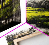 Green Meadow, Forest, Landscape Art, Nature Print, Framed Canvas Print, Bedroom Wall Art, Rustic Home Decor, Boho Aesthetic