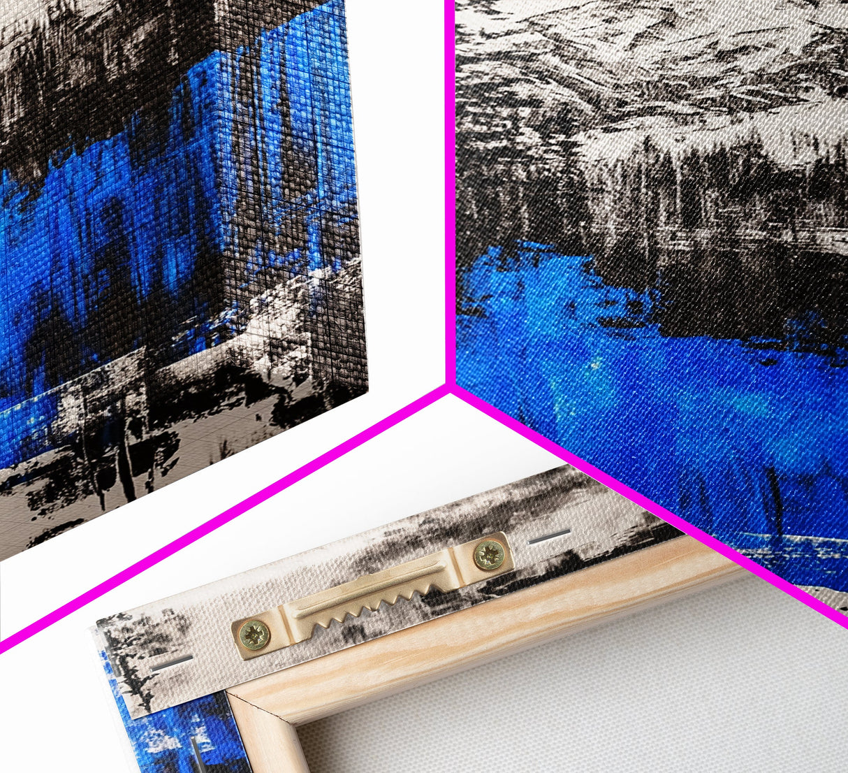 Mountain Wilderness, Winter Landscape, Blue Trees, Framed Canvas Print, Cabin Wall Art, Outdoor Lover Gift, Serene Nature Art