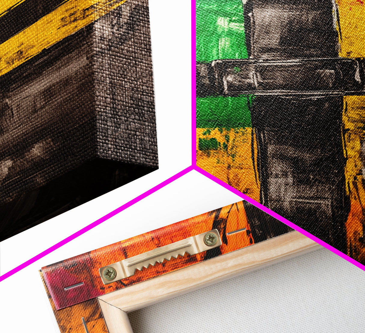Industrial Abstract, Geometric Art, Bold Black and Yellow, Modern Wall Decor, Office Art, Contemporary Painting, Framed Canvas Print