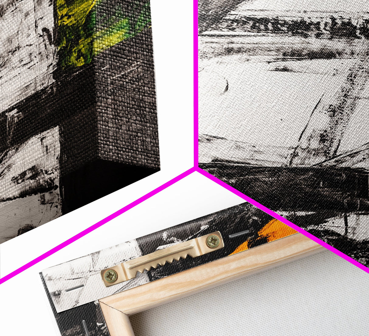 Geometric Patterns, Modern Abstract Art, Industrial Design, Black and Yellow, Unique Home Decor, Bold Style, Statement Artwork, Canvas Print
