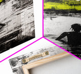 Woman in Water, Abstract Reflection, Moody Wall Art, Black and White Canvas Print, Contemporary Bedroom Art, Minimalist Home Decor