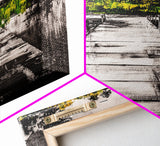 Wooden Dock View, Lake House Art, Nature Landscape Print, Rustic Wall Decor, Framed Canvas Print, Black and White Photography, Cabin Art