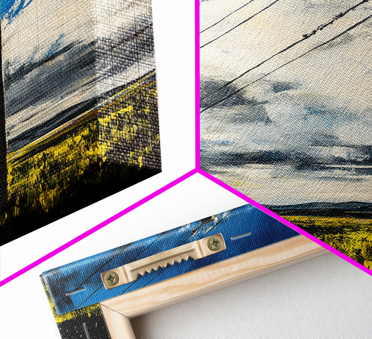 Power Lines, Rural Landscape, Country Wall Art, Modern Farmhouse Decor, Yellow Field Canvas Print, Minimalist Wall Art, Office Wall Decor