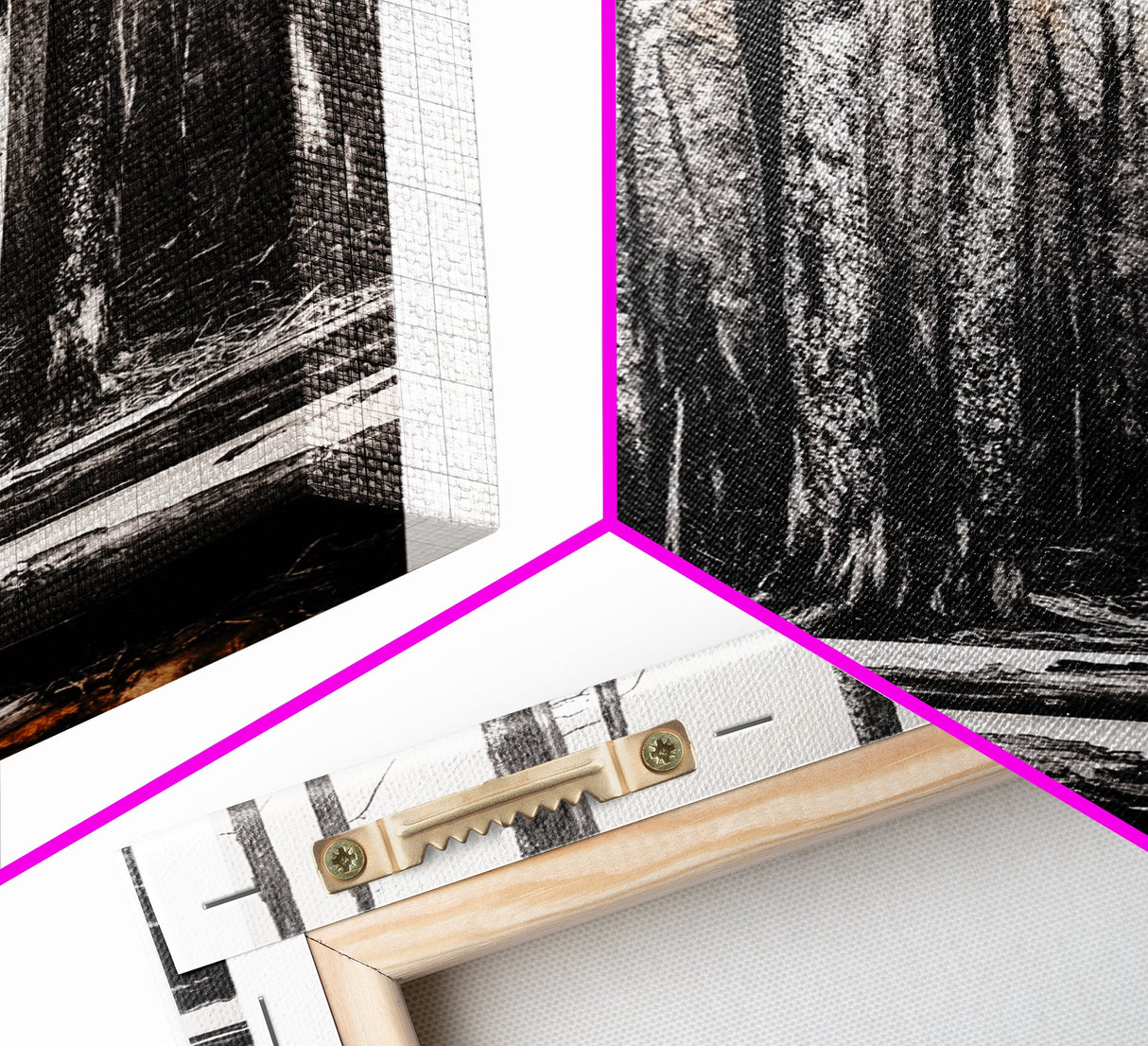 Forest Landscape, Black and White Tree Art, Moody Woodland Scene, Rustic Nature Wall Decor, Cabin Home Artwork, Framed Canvas Print