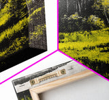 Forest Glow, Golden Trees, Nature Wall Art, Canvas Print, Mountain Landscape, Woodland Scene, Autumn Decor, Cabin Home Style, Moody Tones