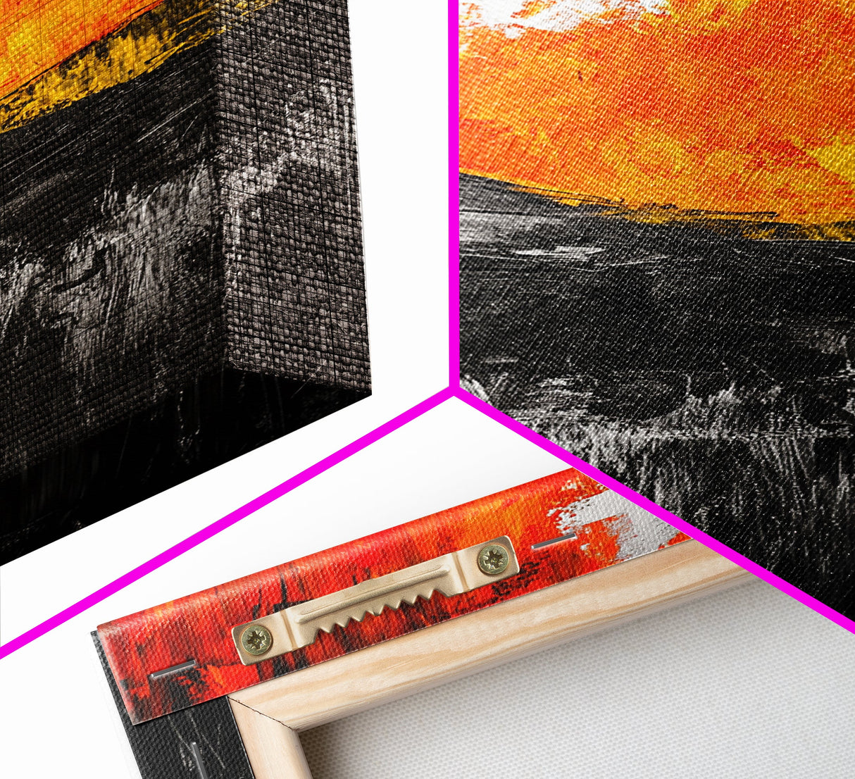 Fiery Abstract, Bold Modern Art, Framed Canvas Print, Contemporary Wall Art, Orange and Black Decor, Living Room Art, Statement Piece