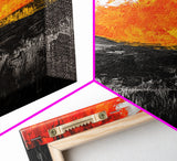 Fiery Abstract, Bold Modern Art, Framed Canvas Print, Contemporary Wall Art, Orange and Black Decor, Living Room Art, Statement Piece