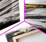 Golden Cliffs, Ocean Landscape, Beach House Wall Art, Canvas Print, Coastal Scene, Black and White Painting, Sunset Inspired Decor