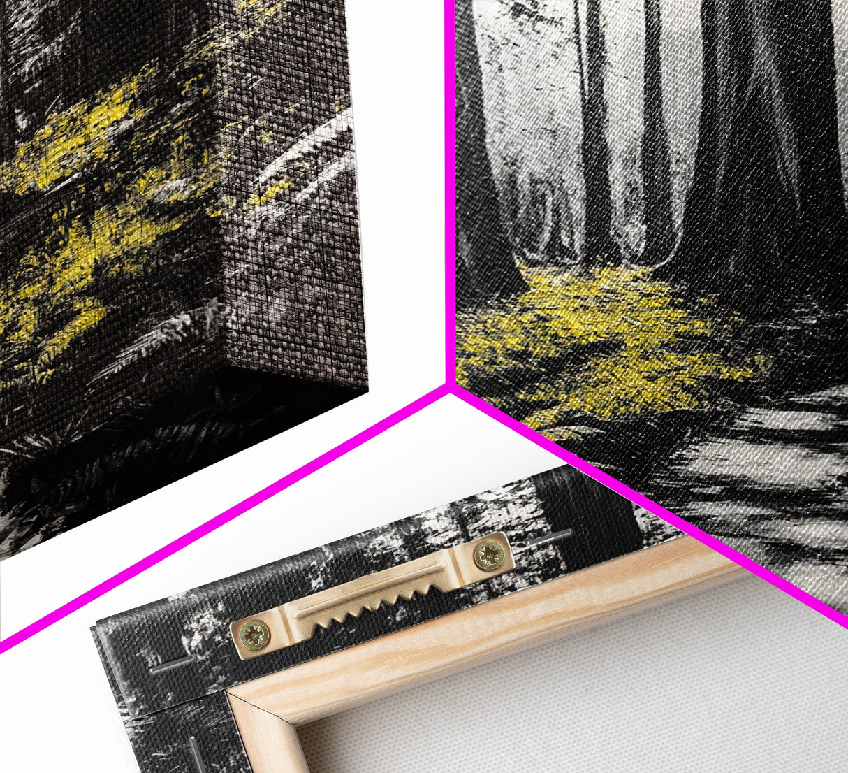 Redwood Forest, Tall Trees, Nature Path, Canvas Print, Moody Wall Art, Black and White Painting, Rustic Home Decor, Cabin Artwork