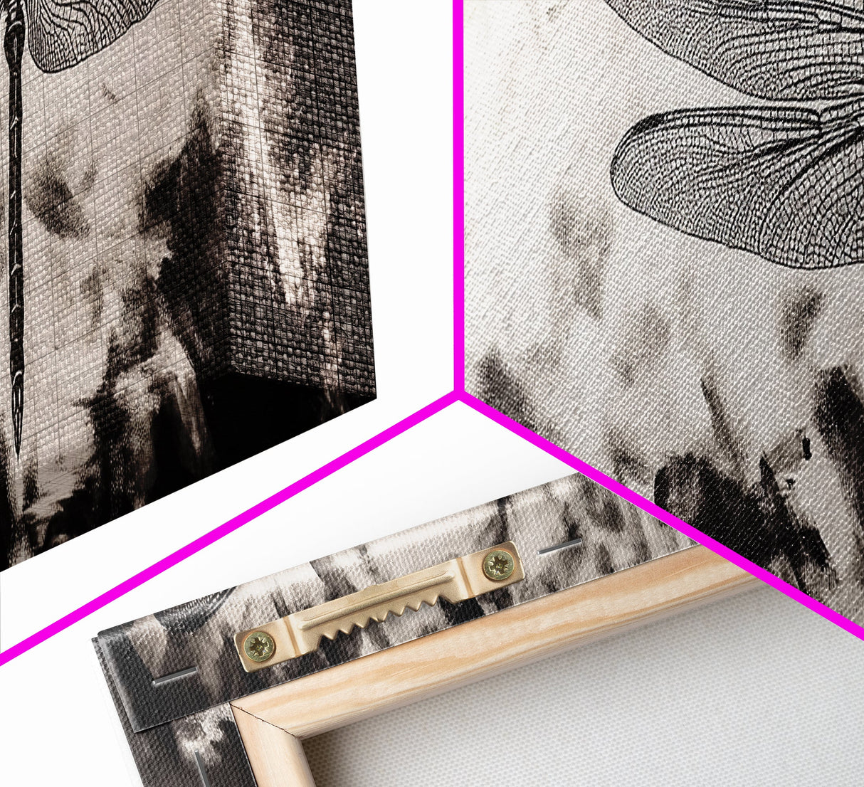 Dragonfly Sketch, Monochrome Nature, Canvas Print, Modern Wall Art, Minimalist Decor, Botanical Illustration, Bedroom Artwork