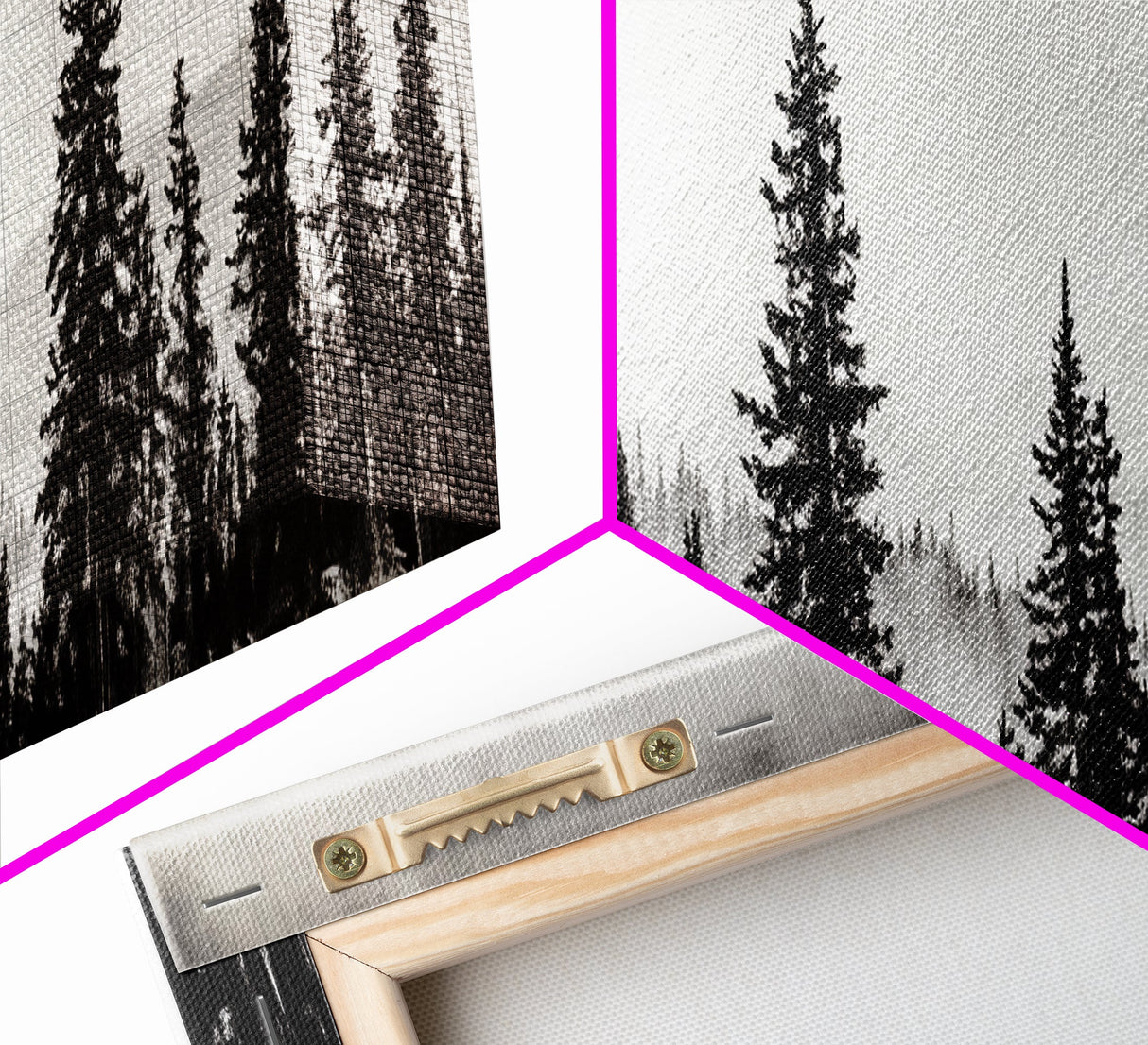 Foggy Pines, Black and White Nature Art, Minimalist Forest Print, Modern Wall Decor, Living Room Wall Art, Framed Canvas Print, Rustic Home Decor