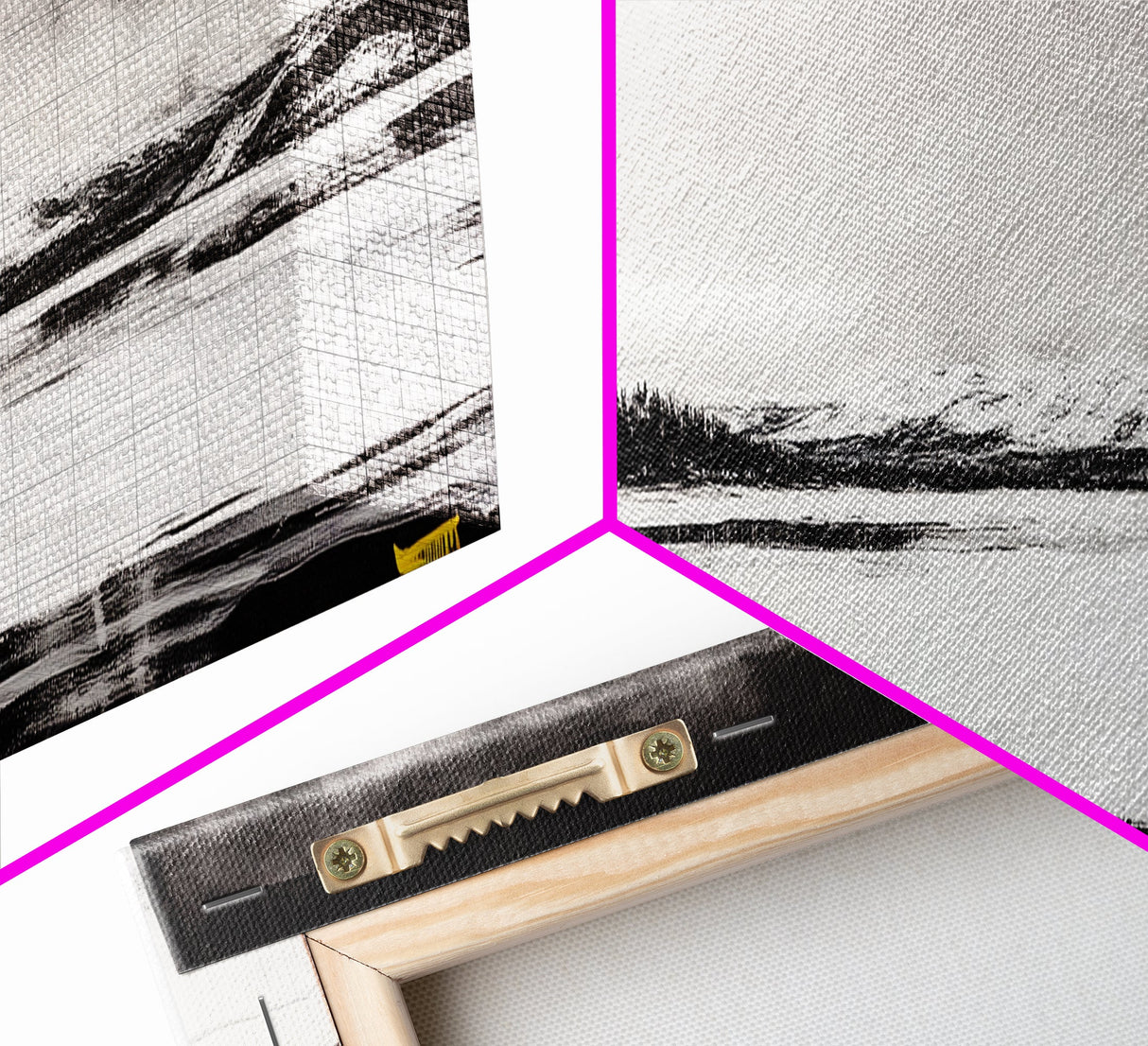 Snowy Lake Scene, Minimalist Landscape, Framed Canvas Print, Winter Wall Art, Serene Home Decor, Modern Office Art, Monochrome Nature Painting