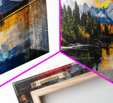 Vibrant Sunset, Mountain Lake Art, Autumn Landscape, Framed Canvas Print, Nature Decor, Living Room Art, Cabin Wall Art