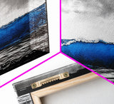 Blue Wave, Stormy Ocean, Abstract Seascape, Beach Home Decor, Canvas Print, Coastal Wall Art, Minimalist Style, Bedroom Artwork