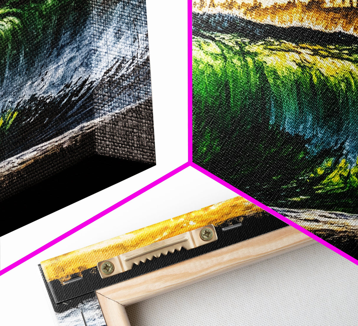 Tropical Wave, Green Ocean, Sunset Beach, Coastal Vibes, Canvas Print, Large Wall Art, Living Room Decor, Surf Style