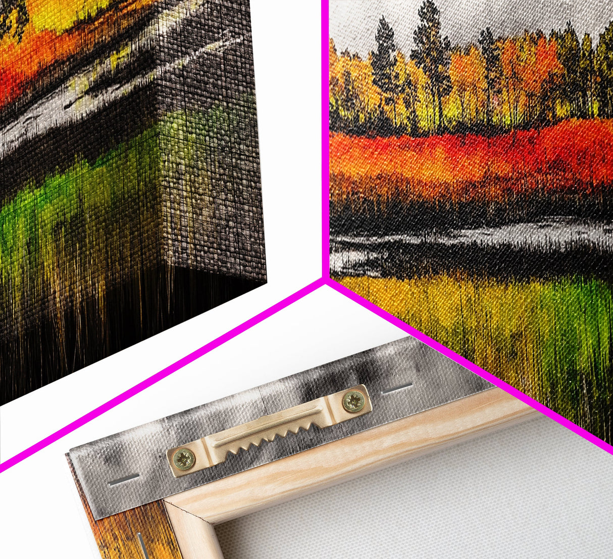Fall Fields, Autumn Trees, Golden Landscape, Countryside Art, Framed Canvas Print, Farmhouse Wall Art, Rustic Home Decor, Harvest Scene