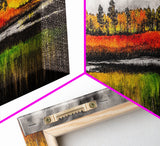 Fall Fields, Autumn Trees, Golden Landscape, Countryside Art, Framed Canvas Print, Farmhouse Wall Art, Rustic Home Decor, Harvest Scene