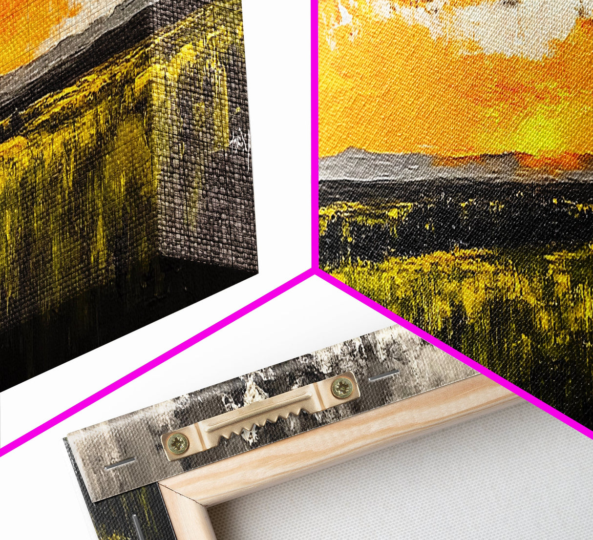 Sunset Landscape, Golden Sky, Framed Canvas Print, Modern Wall Art, Large Landscape Art, Fall Decor, Living Room Art, Rustic Home Decor