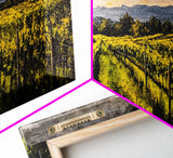Vineyard Painting, Countryside Art, Framed Canvas Print, Rustic Farmhouse Decor, Landscape Wall Art, Warm Autumn Colors, Dining Room Art