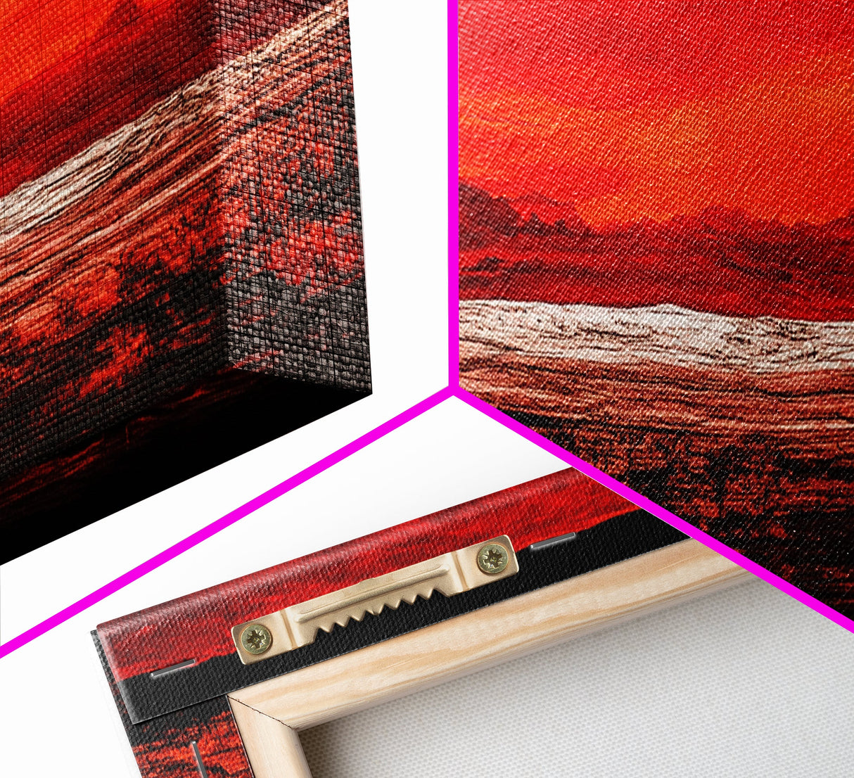 Red Sky, Abstract Desert Art, Bold Landscape, Dramatic Sunset, Earthy Tones, Modern Southwest Decor, Framed Canvas Print