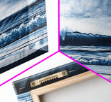 Ocean Wave, Moody Seascape, Blue Water Art, Stormy Sky, Coastal Home Accent, Surfer Decor, Minimalist Wall Art, Canvas Print