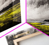 Marshland Storm, Nature Landscape, Canvas Print, Black and White Wall Art, Moody Home Decor, Living Room Artwork, Dramatic Painting, Rustic Style