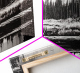 Monochrome Forest, Black and White, Nature Wall Art, Minimalist Landscape, Serene Art, Woodland Scene, Framed Canvas Print, Bedroom Wall Art