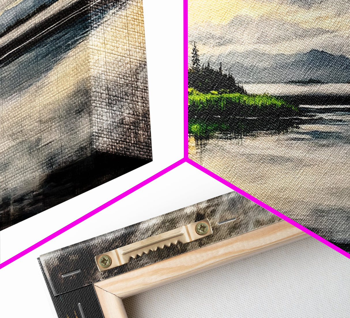 Lake Sunset Art, Landscape Painting, Nature Wall Decor, Tranquil Water Reflection, Rustic Home Art, Living Room Wall Art, Framed Canvas Print