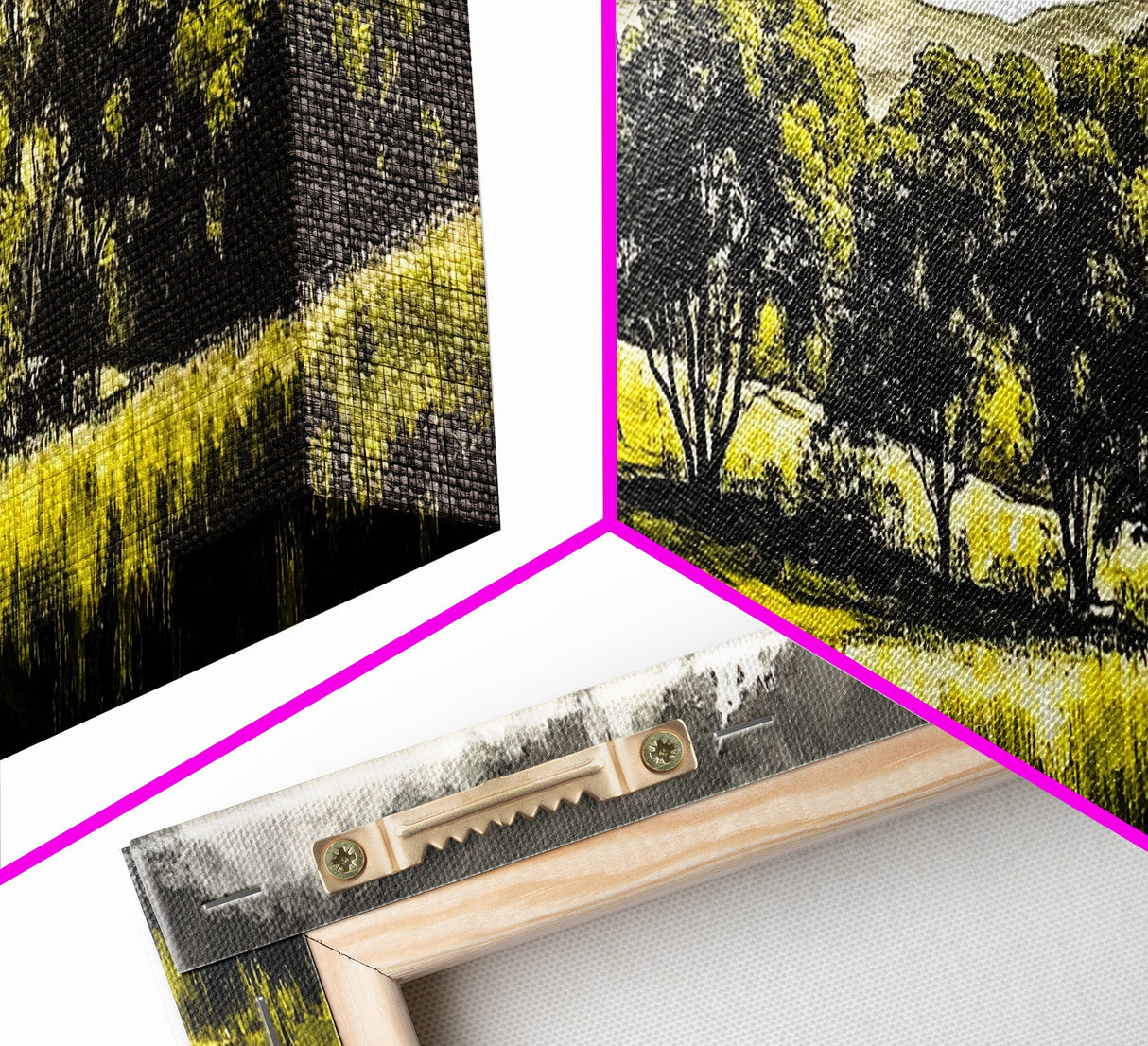 Forest Trees, Nature Landscape Art, Scenic Wall Decor, Earthy Tones Painting, Rustic Home Accent, Framed Canvas Print, Living Room