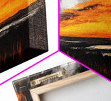 Sunset Bonfire, Rustic Art, Cozy Cabin Decor, Canvas Print, Fall Landscape, Nature Wall Art, Warm Glow Artwork, Mountain Retreat Art