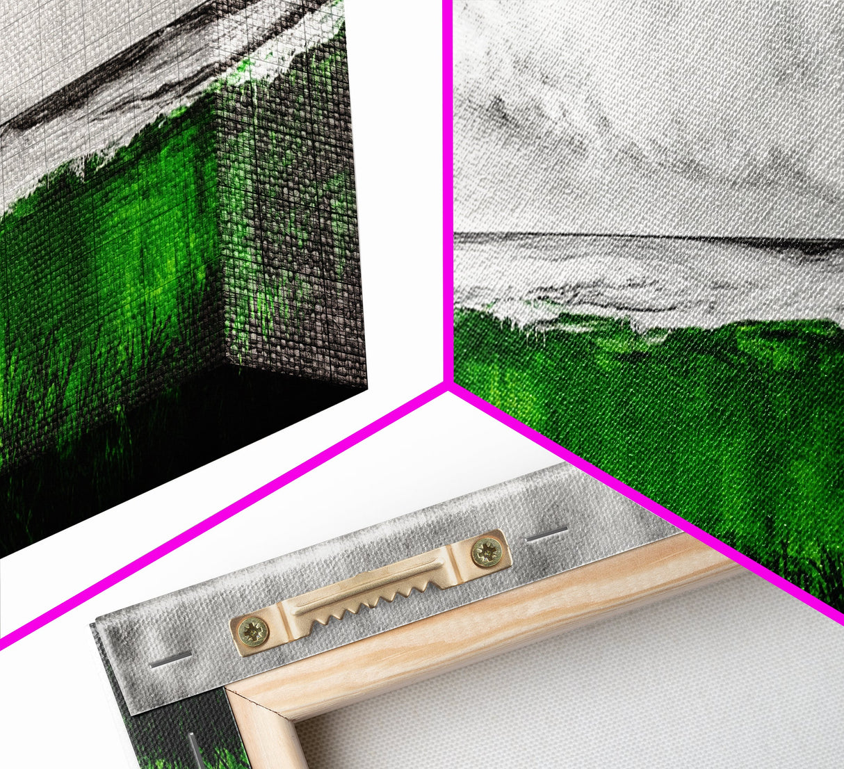 Green Ocean, Coastal Storm, Vibrant Seascape, Framed Canvas Print, Beach Art, Abstract Ocean Painting, Minimalist Wall Decor, Living Room Art