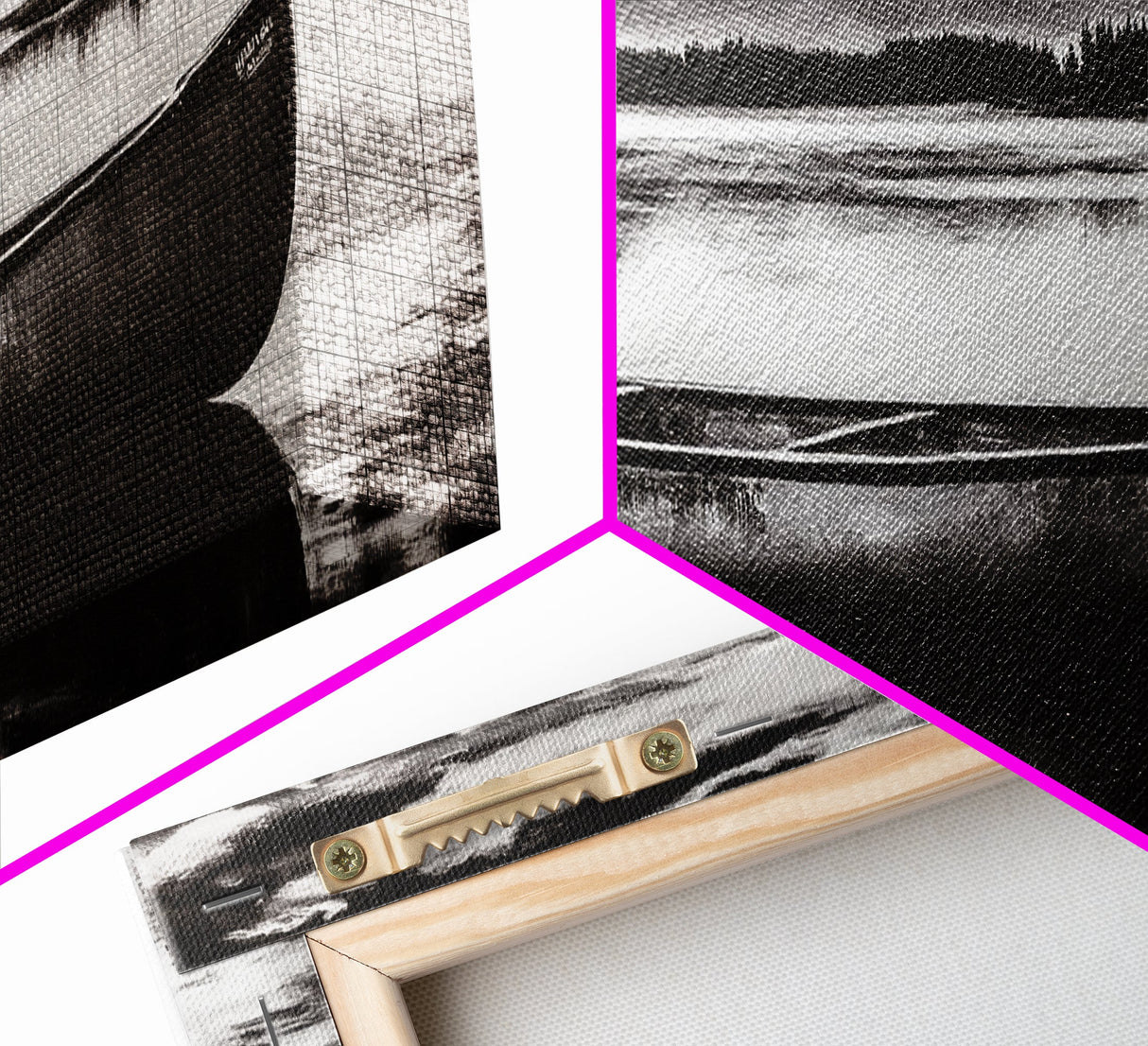 Mountain Reflections, Canoe Art, Wilderness Wall Decor, Canvas Print, Black and White Landscape, Lake House Art, Rustic Cabin Art