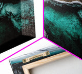 Turquoise Water Art, Ocean Aerial Painting, Coastal Abstract Print, Modern Beach House Decor, Serene Wall Art, Framed Canvas Print