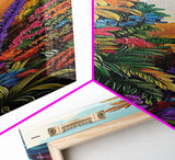 Vibrant Tropical, Jungle Art – Framed Canvas Print, tropical rainforest painting, bold wall decor, boho living room wall art, botanical vibe