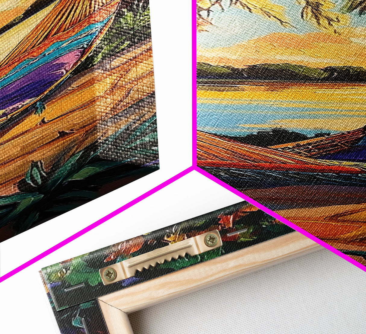 Hammock, Sunset, Relaxation, Trees, Framed Canvas Print, Boho Patio Wall Decor, Summer Vibes, Chill Outdoor Art, Serene Living Room Accent