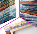Rainbow, Wave, Sea, Surf, Framed Canvas Print, Bold Ocean Art, Coastal Wall Decor, Surfer Boho Style, Beach House Accent