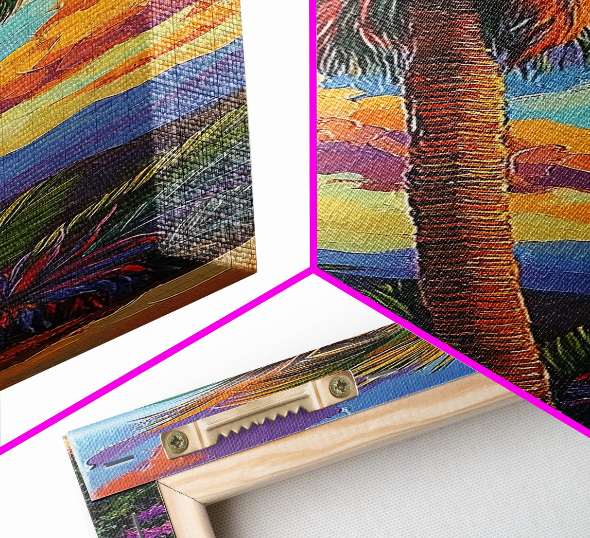 Palm, Tree, Sunset, Tropics - Canvas Print, Tropical Wall Decor, Vibrant Boho Art, Island Vibes, Living Room Accent, Palm Tree Painting