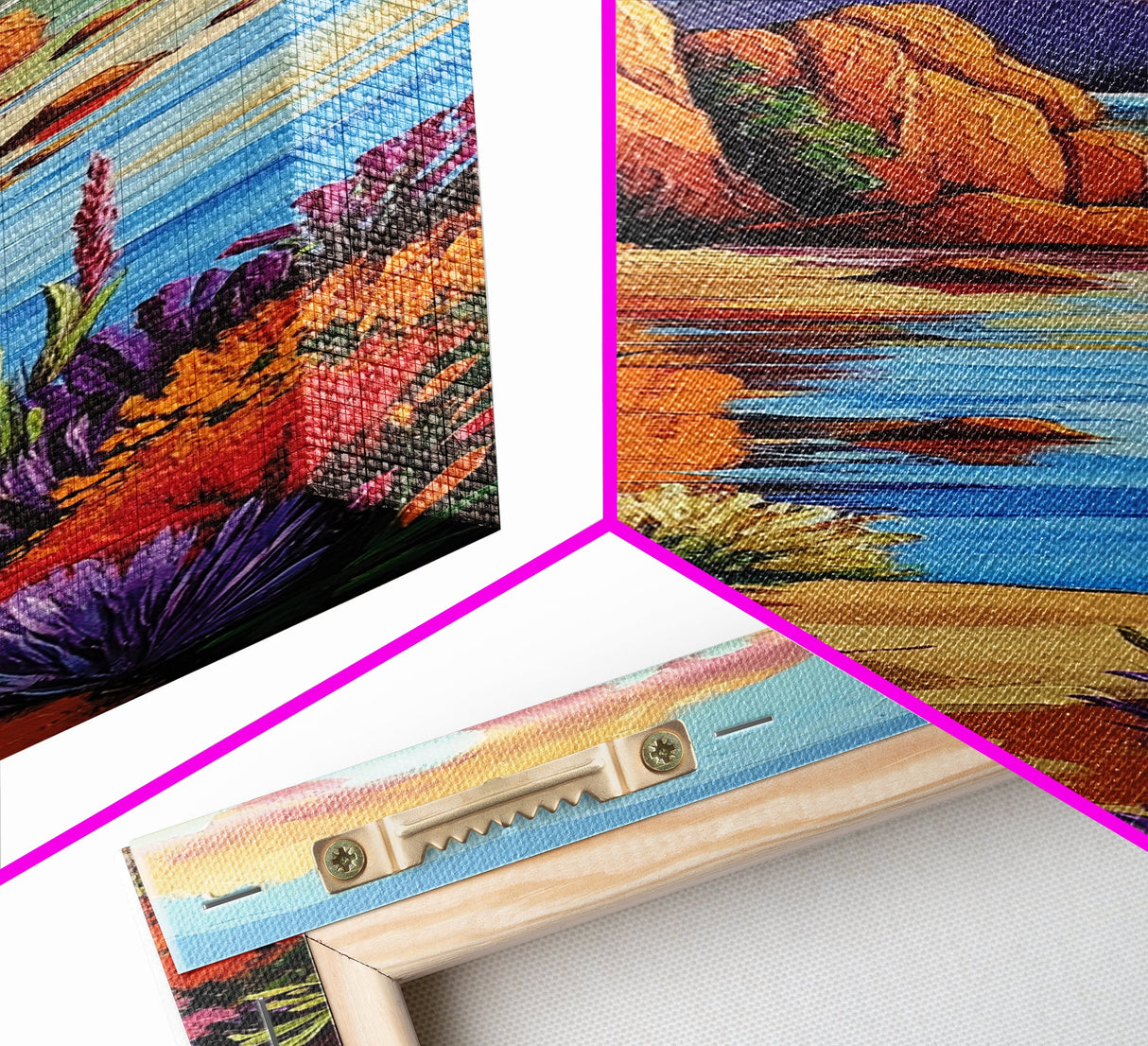 Red Rocks, Calm Bay, Desert Coastline Art, Southwestern Landscape Wall Decor, Rustic Nature Scene, Canvas Print