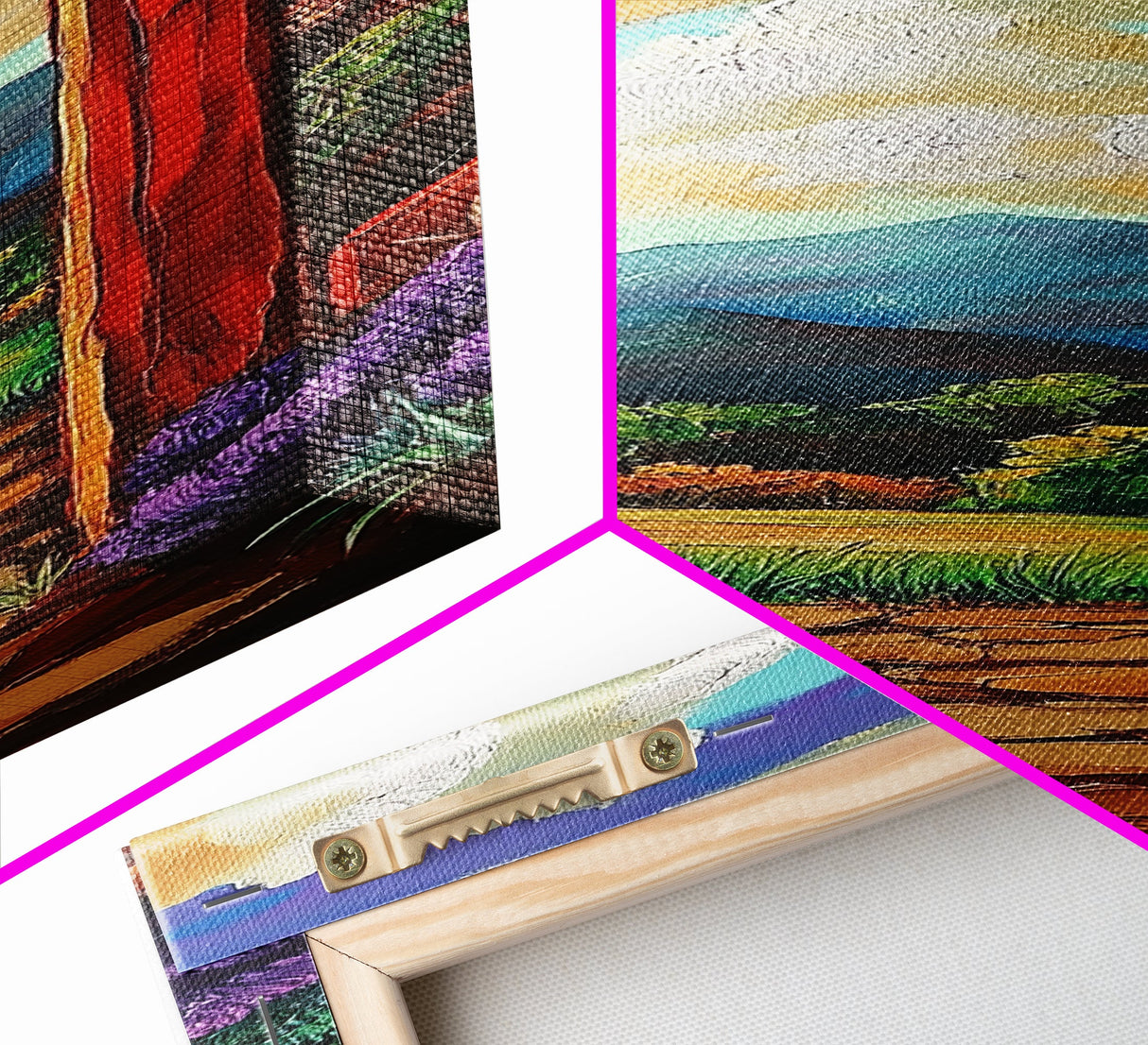 Country Gate, Meadow, Rustic Garden Landscape Framed Canvas Print, Farmhouse Wall Art, Autumn Entryway Decor, Peaceful Nature Scene