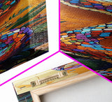 Colorful,Snake, Garden, Bold Mosaic Serpent Framed Canvas Print, Bohemian Wall Art, Unique Nature Decor, Southwestern Living Room