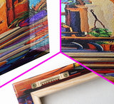 Spanish Rustic Courtyard Art, Framed Canvas Print vibrant Mexican home decor, boho kitchen wall art, hacienda inspired, warm earthy tones
