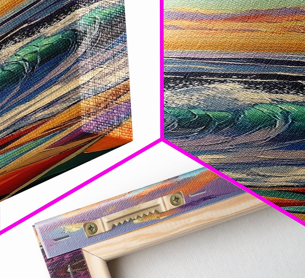 Waves Archway, Ocean, Framed Canvas Print, Coastal Wall Art, Colorful Boho Living Room Decor, Mediterranean Beach Home Accent Piece