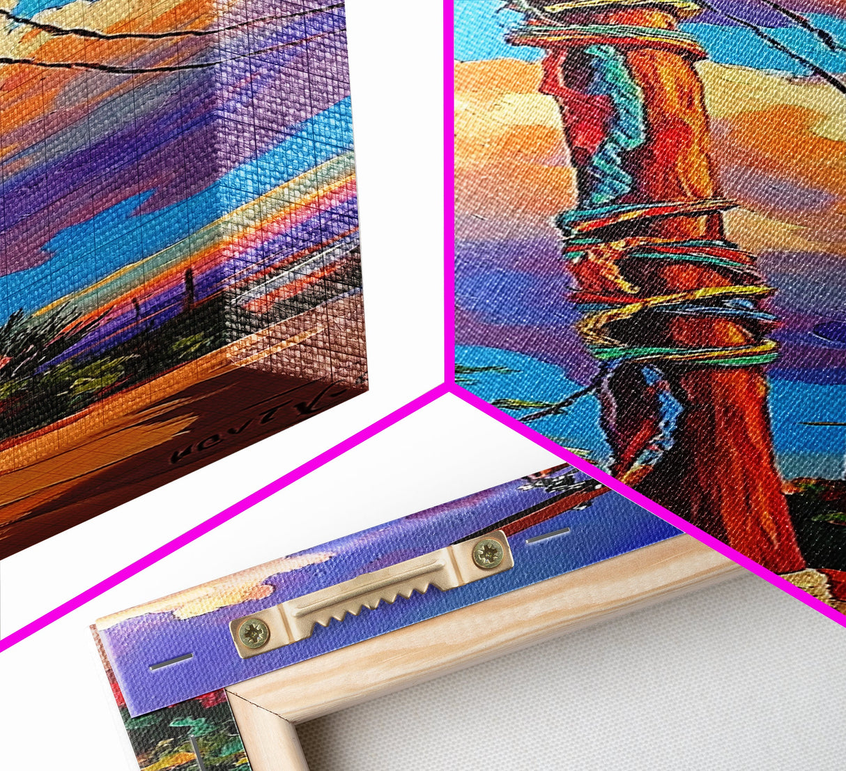 Telephone Pole, Sunset, Framed Canvas Print, Urban Wall Art, Southwest Landscape Decor, Colorful Street Scene, Eclectic Room Accent